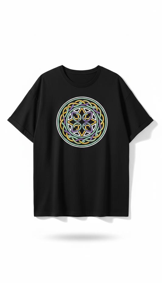 Graphic Tee With Color Block Sleeve