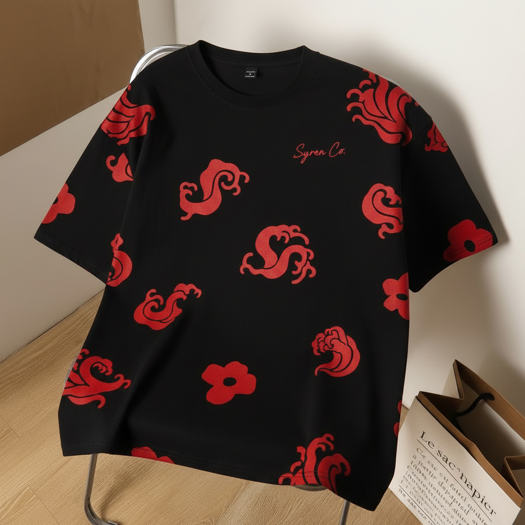 Lost at Sea Tee - Black Red